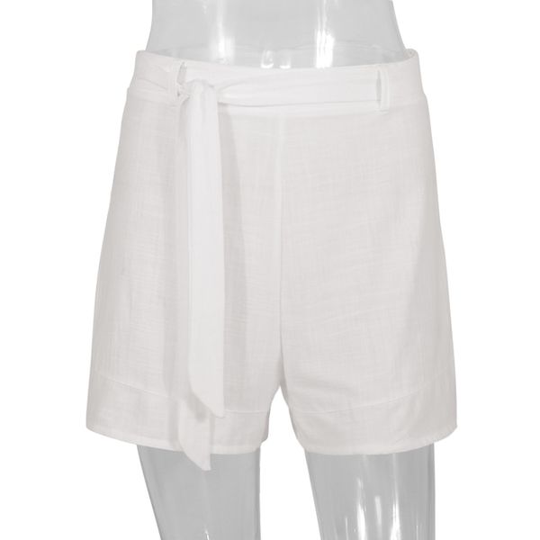 

size women bowknot tie waist summer casual shorts pants fashion stylish, Black;white