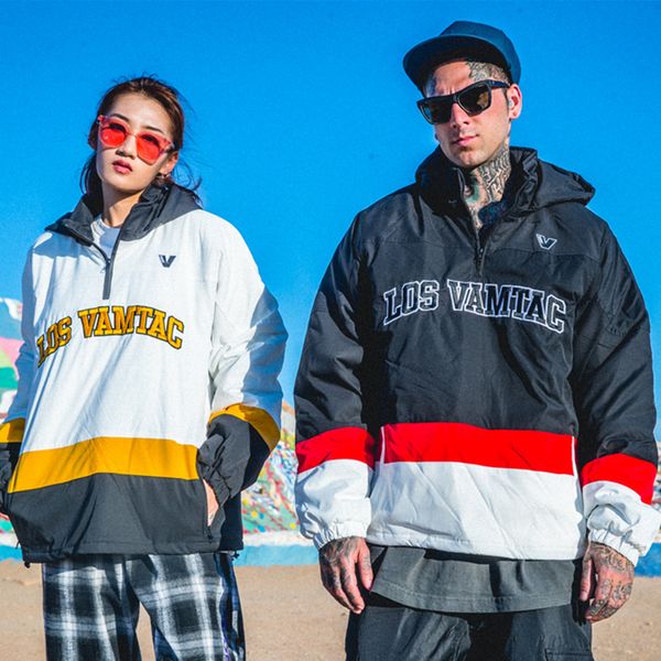 

зима новый американский уличный хип-хоп с капюшоном стеганые стиль хлеб моды для мужчин и женщин хлопка пальто, Tan;black