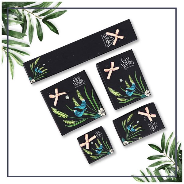 

[ddisplay]ins style wheat black tiny jewelry box glamour ring boxes monthly earring small jewelry display blue bird necklace package box, Black;white