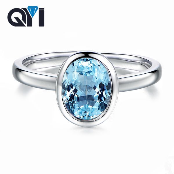 

qyi fashion 2 ct oval sky blue z ring gemstone party fine jewelry women 925 sterling silver z engagement solitaire rings, Golden;silver