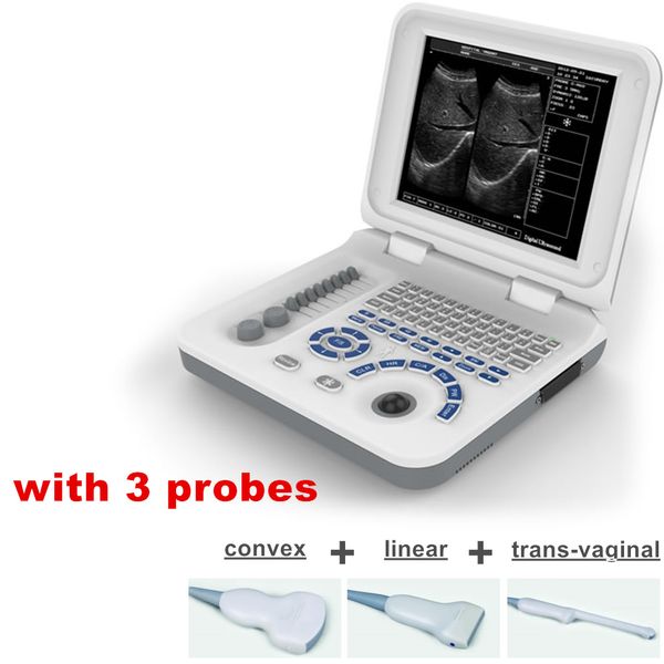 

human ultrasound usg scanner with 3 probes/notebook usg/ultrasonic device/factory diagnostic machine/echo device/ce&iso medical usg