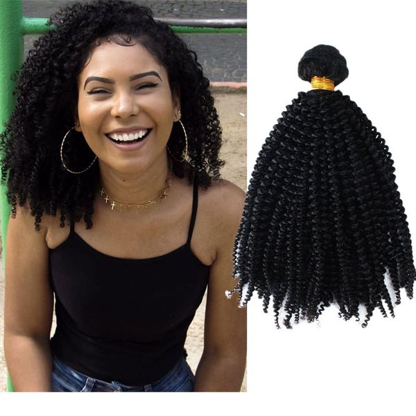 

afro curly hair bundles remy humanhair weaves weft kinky curl dyeable natural color hairextensions, Black