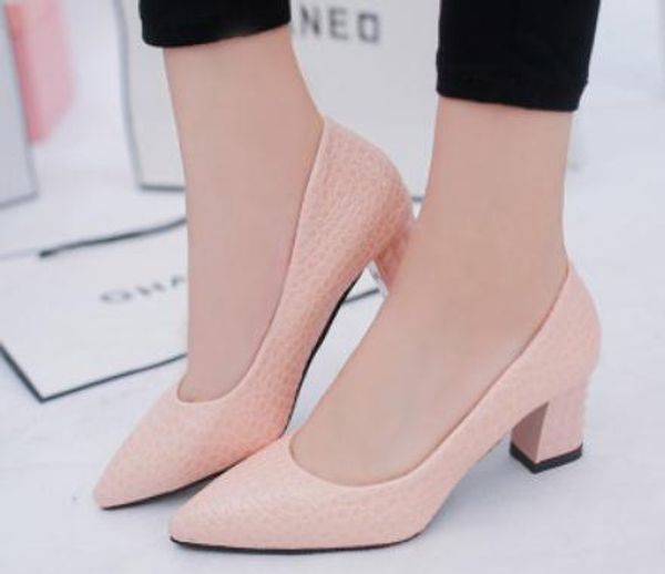 

women's shoes in spring and autumn high coarse heel pointed end@8147, Black