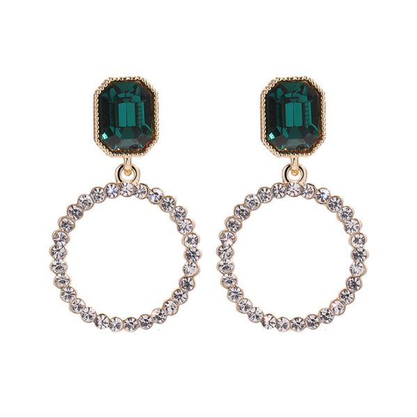 

мода престижный темно-зеленый кристалл серьги ювелирные изделия универсальные длинные круглые серьги для женщин лучший подарок q460, Golden