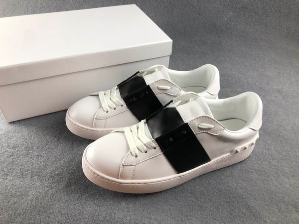 

лучшие продажи мода мужчины женщины дизайнер обувь открыть черный бандаж классический натуральная кожа повседневная марка обувь для продажи, Black