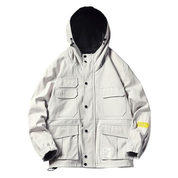 

autumn winter cotton hooded mens jackets fashion casual male tooling solid bomber jacket windbreaker zipper men coats clothing, Black;brown