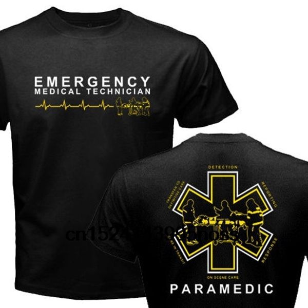 

new proud paramedic emt emergency medical technician medic rescue graphic t-shirt, White;black