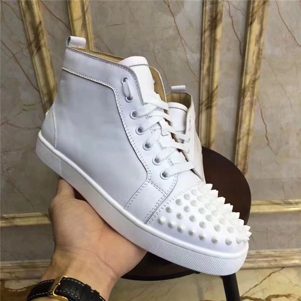 

2020 дизайнерская обувь high cut red bottom spike sedue теленок sneaker luxury party свадебная обувь из натуральной кожи повседневная обувь, Black