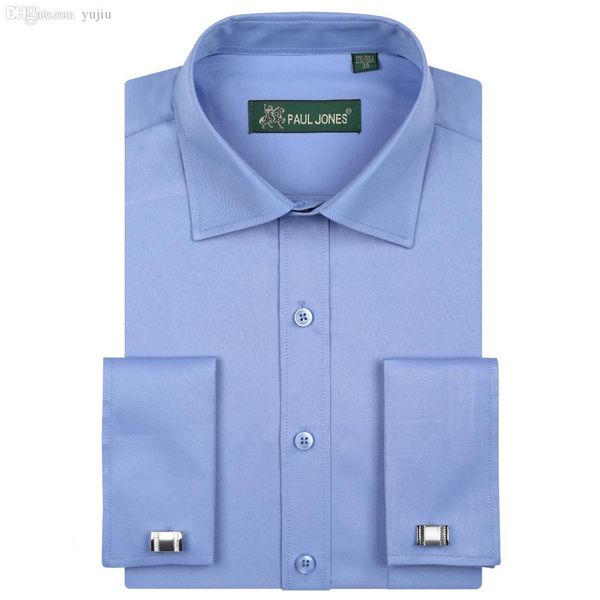

wholesale-2016 new fashion men's tuxedo shirt with french cuffs long-sleeved solid color classic dress shirt for men (cufflinks