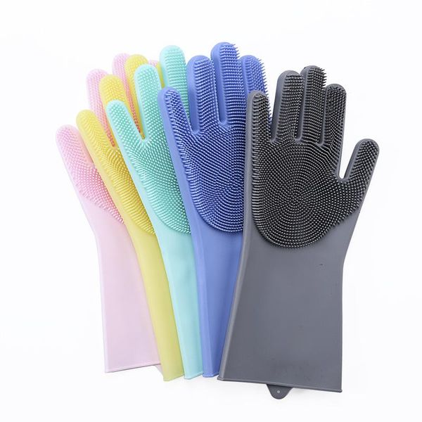 

silicone dishwashing gloves waterproof non-slip multifunctional dishwashing brush kitchen cleaning supplies