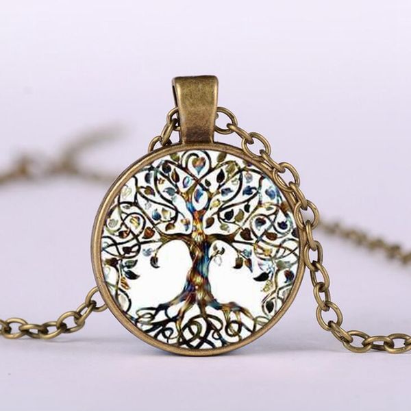 

Hot Sell ! 12pcs/lots European and American Fashion Retro Colorful Tree of life DIY alloy glass pendant Necklace 4 color