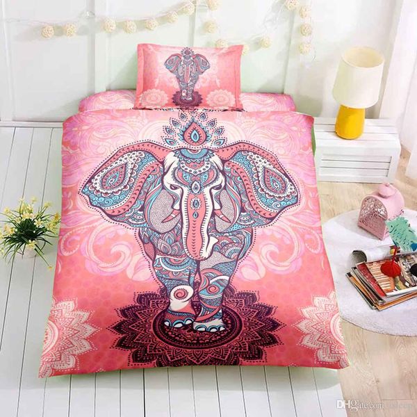 

lotus and pink elephant design 2 3 pcs bedding set with pillowcase for all size