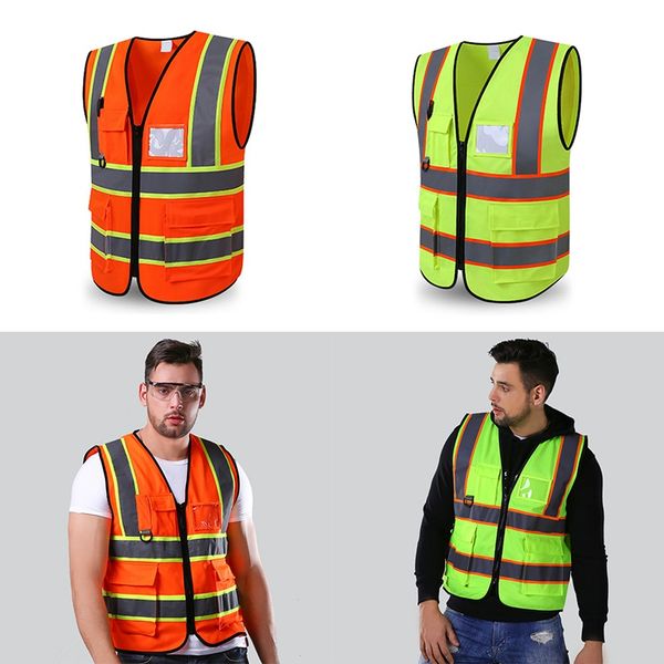 

cycling breathable reflective vest outdoor night riding running workwear night driving polyester sports jacket security, Black