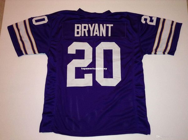 

retro custom sewn stitched #20 bobby bryant purple mitchell & ness jersey s-5xl,6xl men's football jerseys rugby, Black;blue
