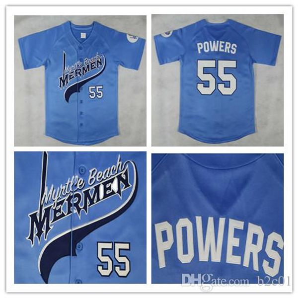 

kenny powers #55 myrtle beach mermen baseball jersey blue, Blue;black