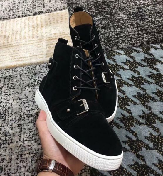 

2019 designs men fashion shoes red bottom sneaker luxury party wedding shoes genuine leather spikes lace-up casual shoes black