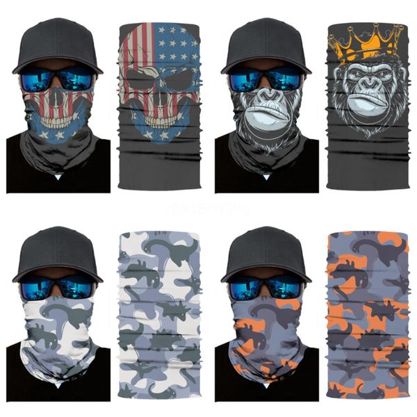 

summer ice silk triangular skull scarf sunscreen mask for men women riding magic skull scarf windproof multi functional necklace outdoor #62, Blue;black