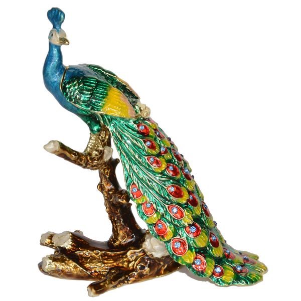 

peacock trinket box and peacock ring holders jewelry container peacock decoration gifts, Black;white