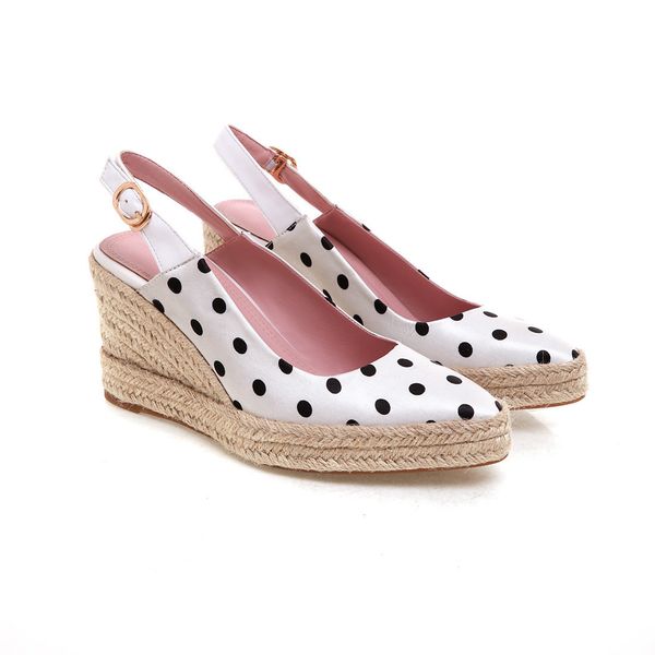 

2019 foreign trade summer new silk wave point high heel slope with a word buckle baotou college style womens shoes 3244, Black