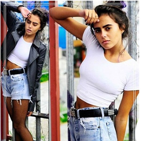 

womens fashion tank woman tanks new short sleeves cool 90s basic cropped fashion slim tank blusa, White