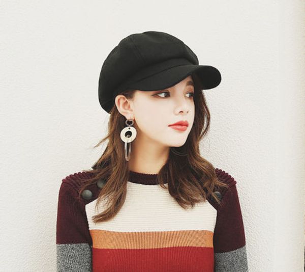 

fashion caps women ladies winter newsboy gatsby cap octagonal baker peaked beret driving hat berets, Blue;gray