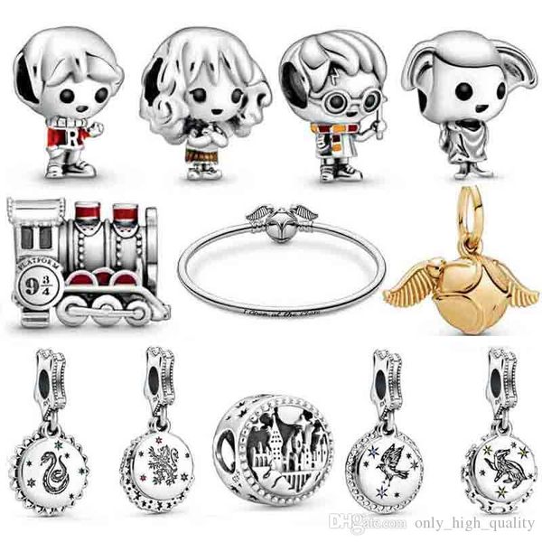 

original 925 pure silver magic school charm beads bracelet personality exquisite fashion female jewelry gift delivery, Black