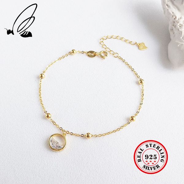 

water drop bracelets for women 925 sterling silver gold color bead chain jewelry charms adjustable pulseras boho bijoux femme, Golden;silver