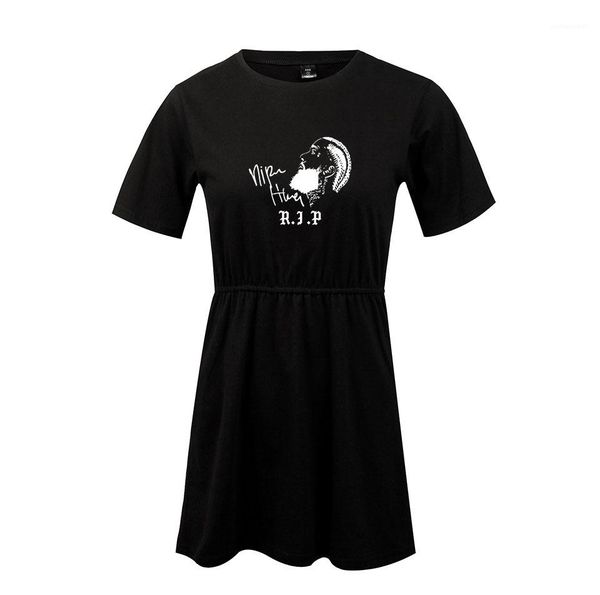 

rip 3d digital printed female clothing crew neck a line fashion apparel nipsey hussle womens summer dresses hot, White;black