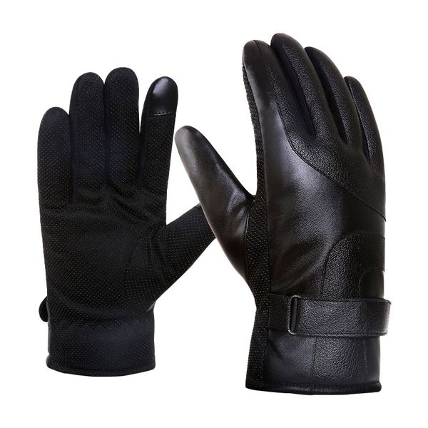 

men women windproof touch screen cold weather outdoor sport thermal glove cycling warm gloves hx02, Black