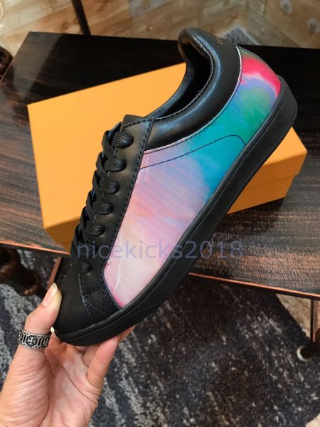 

men women luxury designer casual shoes leather flats chaussure 5d chameleon sneakers italy laser colorful rainbow low leisure shoes