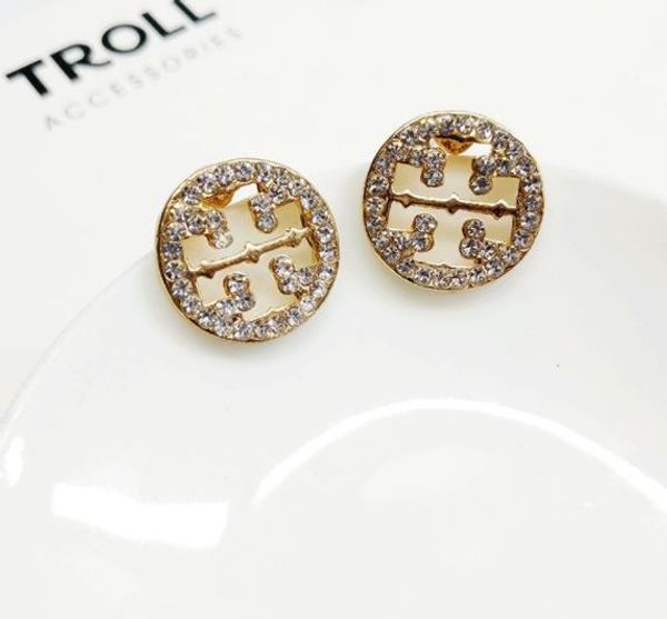 

europe style letter mark t diamond earrings woman flashing letter earrings and hign quanlity, Silver