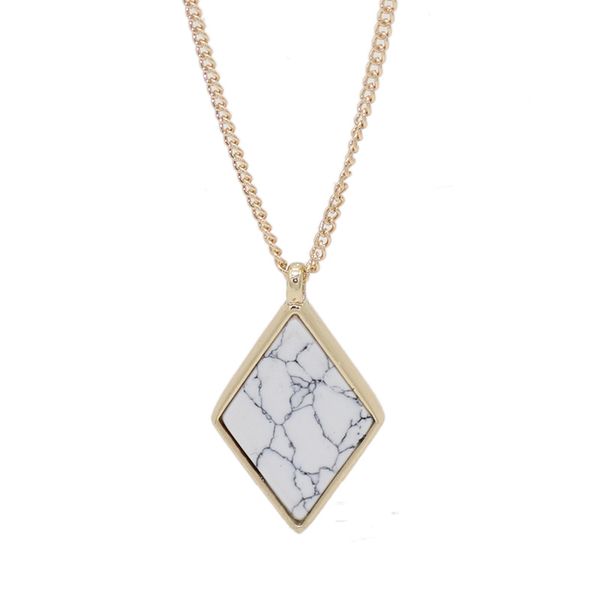 

new fashion natural stone geometric charm pendant necklace for women, Silver
