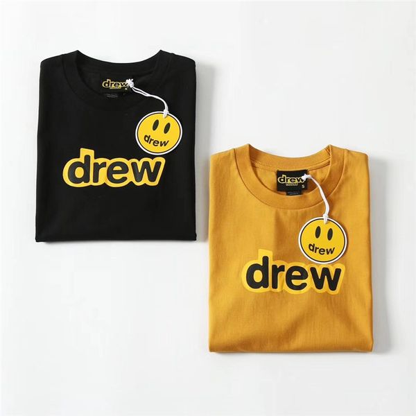 

drew house бибер drew house мужчины женщина высота качество top тройники dh tshirt summer style hip hop drew house футболка желтый черный st, White;black