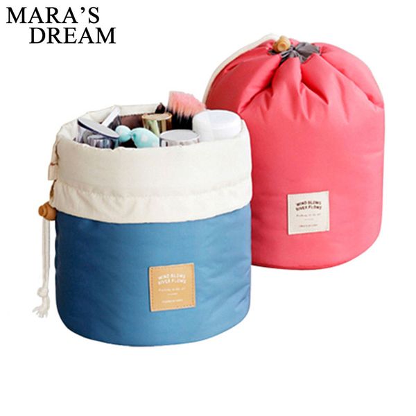 

mara's dream women's bucket travel cosmetic bag nylon large capacity rope drum washing bag cosmetic storage for home use