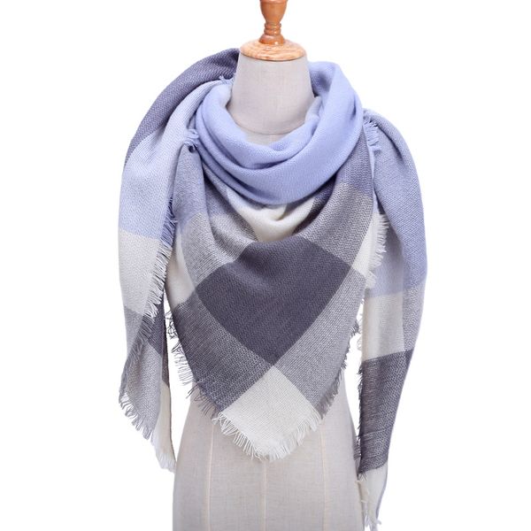 

women winter scarf retro plaid cashmere knitted shawls wraps lady soft triangle scarves bandana 2019 fashion