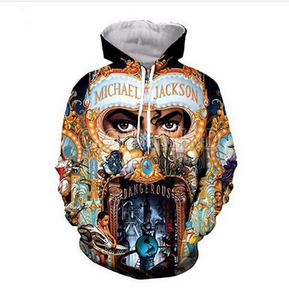 

new fashion sweatshirt men / women 3d hoodies print michael jackson slim stylish hooded hoodies lms071, Black