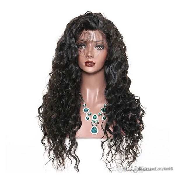 

plucked glueless full high temperature wire wigs with loose wave wig density brazilian wig rfvd, Black
