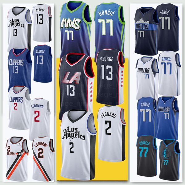 

Very popular men paul leonard luka doncic dalla jer ey clipper george embroidery logo jer ey titched kawhi hipping, Black;red