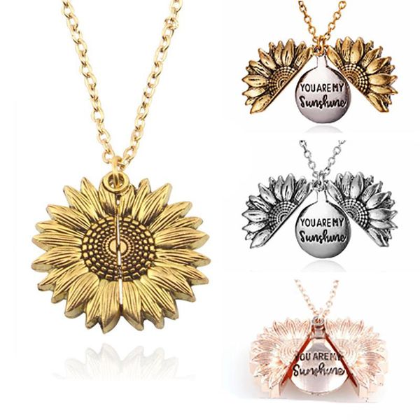 Tu sei il mio sole Collana con ciondolo Collana personalizzata da donna in oro con medaglione aperto Collane con girasole Regalo creativo con ciondolo gioielli Collana adorabile