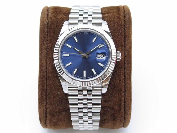 

new classic mens watches just series 41mm blue dial sapphire glass 316l stainless steel strap automatic mechanical movement wristwatch, Slivery;brown