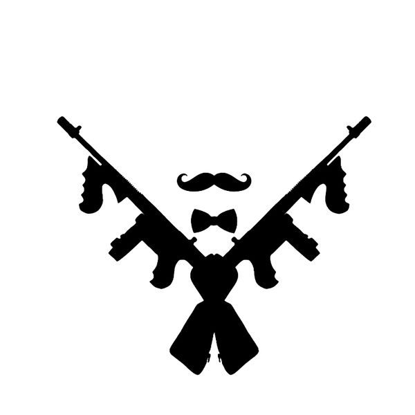 

12.4*10.2cm mysterious gun and beard car sticker vinyl black silver motorcycle accessories car styling