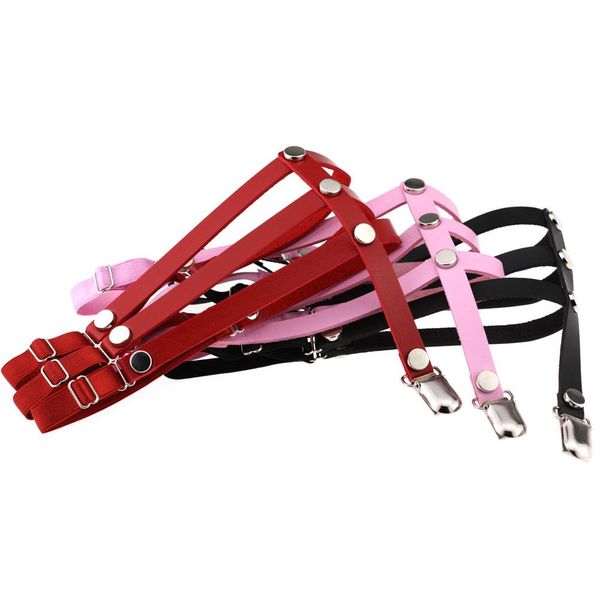 

1 pc women style pu leather garter belt harajuku punk leather garters rivet adjustable leg ring garter belt gifts, Black;white