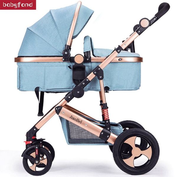 

2020 aluminum alloy baby stroller can sit and lying stroll folding high landscape baby pram 2 in 1 baby stroller