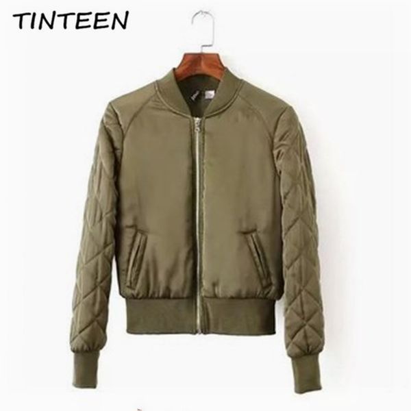 

tinteen 2018 fashion slim short long sleeve outer autumn winter women's cotton coat warm jacket stand collar outerwear gc504, Black