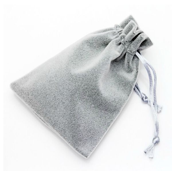 

500pcs/lot wholesale 9x12cm double lines silver grey soft thicken drawstring velvet bags pouches for jewelry packaging gift bag, Black