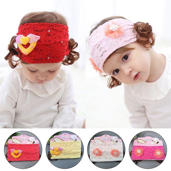 

baby headband toddler bow hair headband baby kids girls lace flower heart hairband dress up hair accessories, Slivery;white