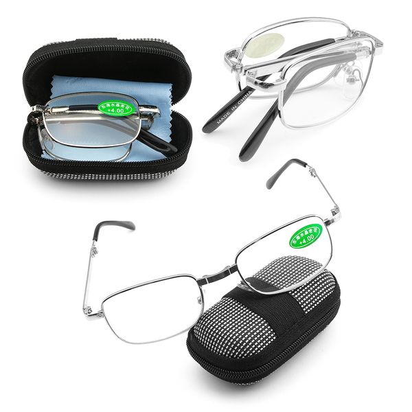 

1.0~4.0 diopter rimless magnetic eyeglasses fashion reading glasses with box ultralight vision care folding eyeglasses, Silver