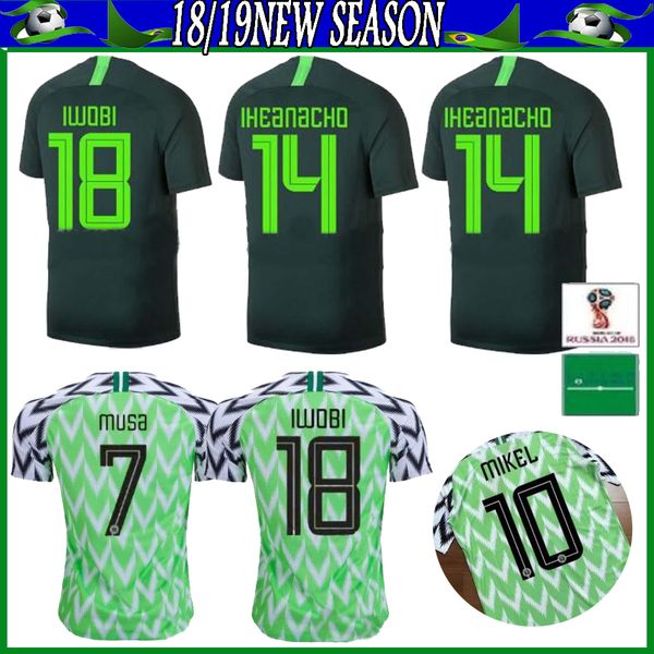 

2018 world cup nigeria occer jer ey iwobi hehu home field light green man mikel 10 ahmed mu a 7 uniform football nigeria hirt jer ey