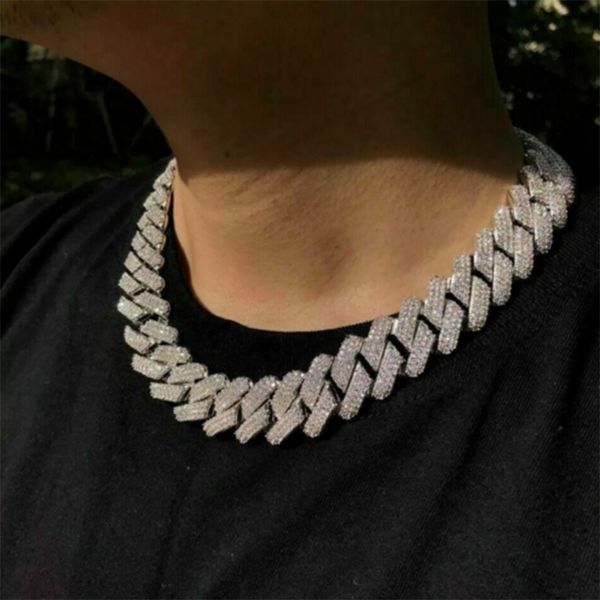 

men chain link crystal necklace heavy choker hip hop jewelry gifts kqs8, Silver