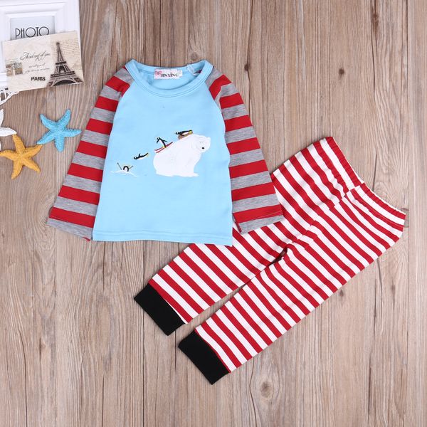 

2шт милый малыш дети мальчик девочки t-рубашки топы+длинные брюки наряды набор животных, White